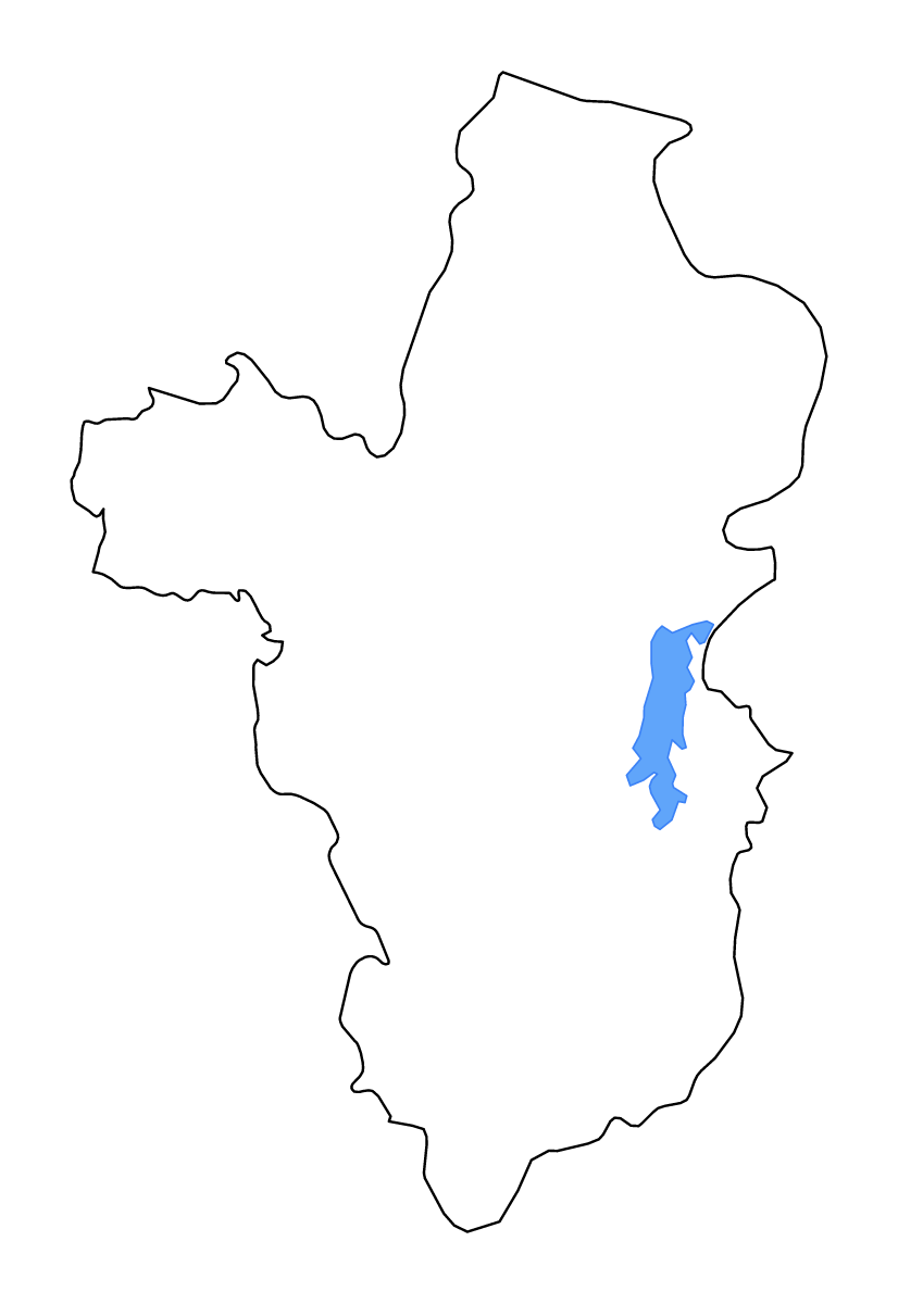 Mapa de contorno de Ubon Ratchathani, Thailand con lagos y ríos.