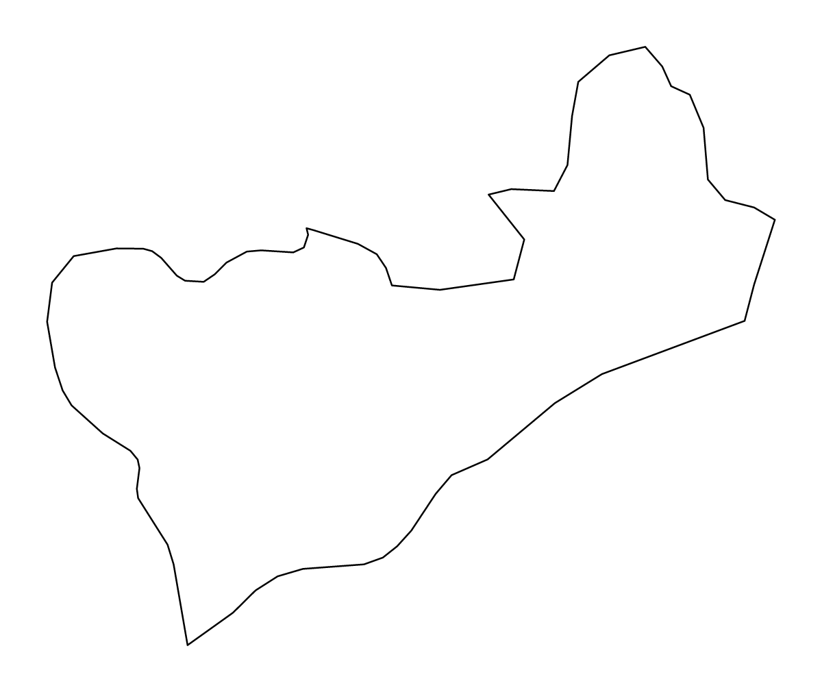 Mapa de contorno de Cova Lima, Timor-Leste.