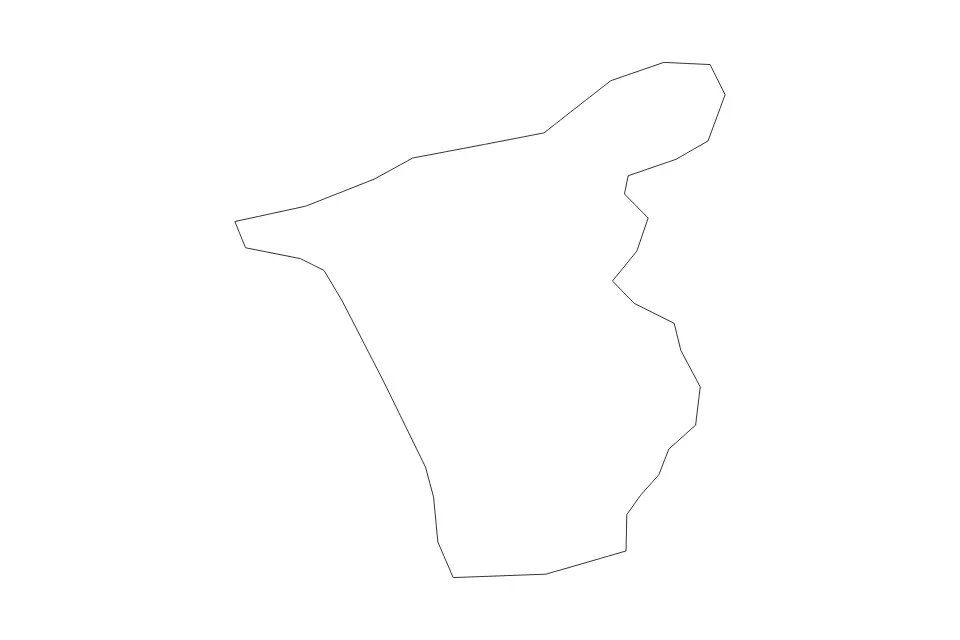 Outline map of Ermera District, Timor Leste with subdivision borders.