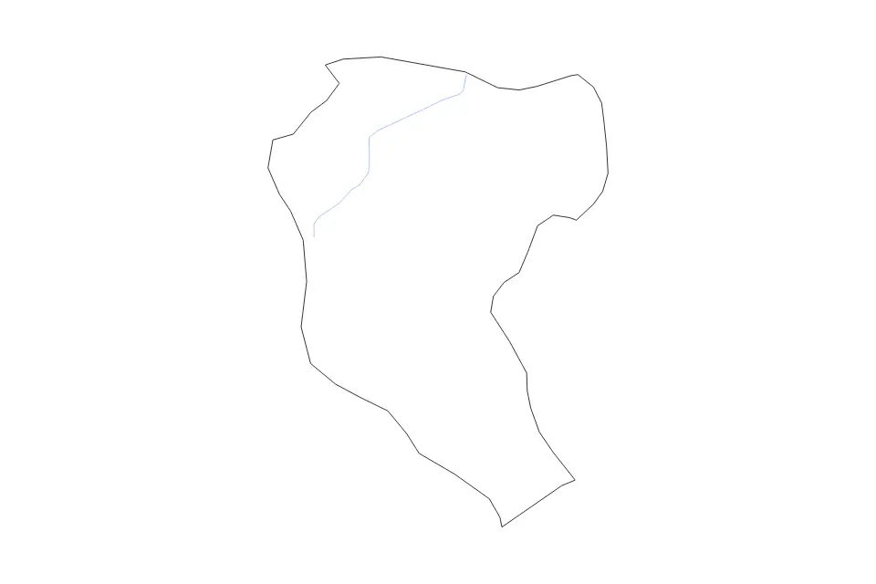 Outline map of Manatuto District, Timor Leste with subdivision borders and rivers.