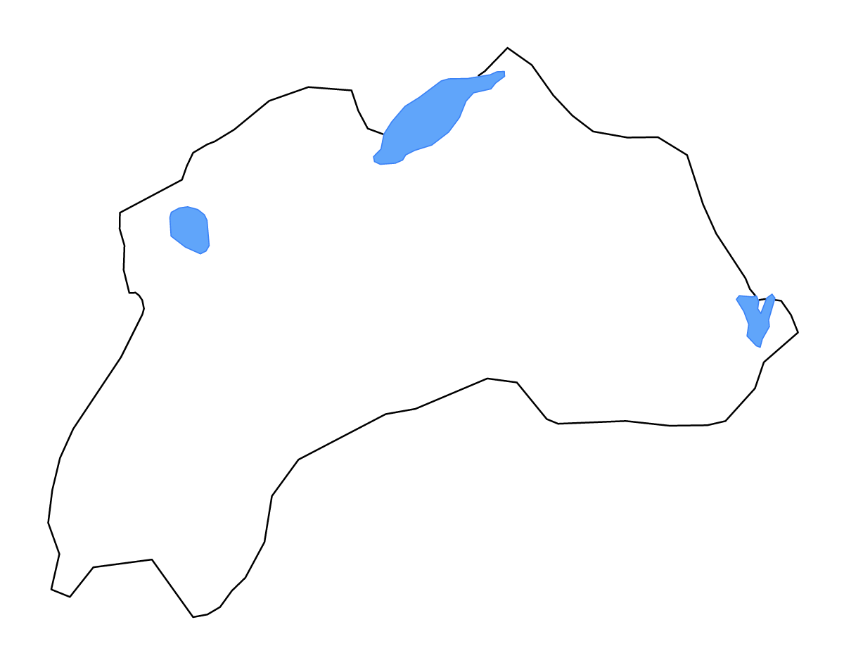 Mapa de contorno de Burdur, Turkey con lagos y ríos.