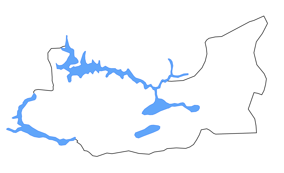 Outline map of Elazığ, Turkey with lakes and rivers.