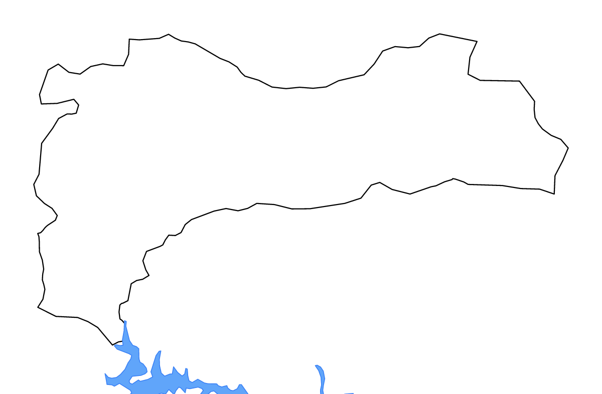 Outline map of Erzincan, Turkey with lakes and rivers.