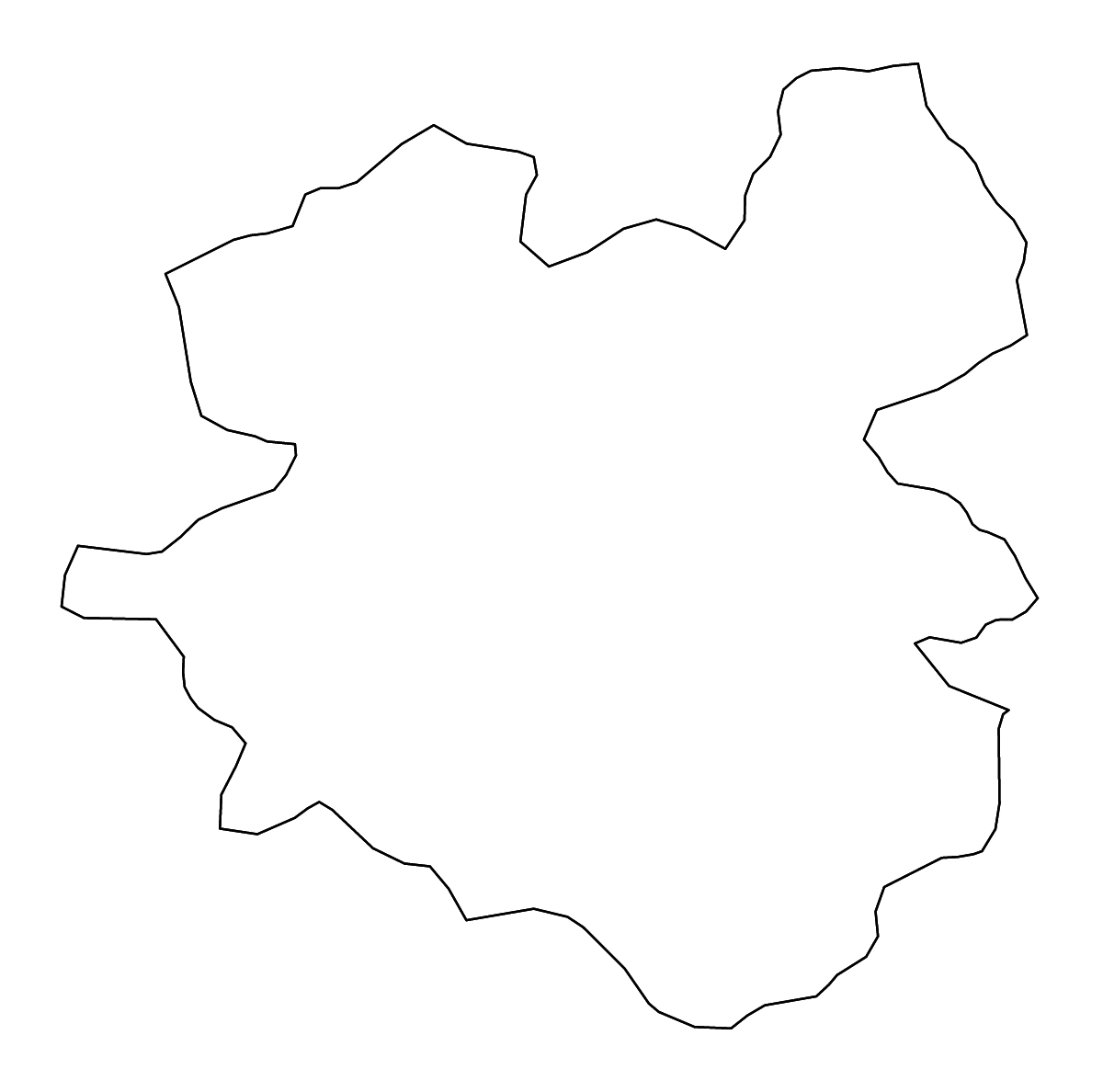 Outline map of Erzurum, Turkey with rivers.
