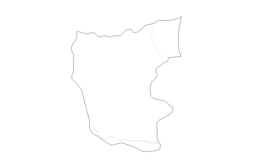 Outline map of Giresun, Turkey with subdivision borders and rivers.