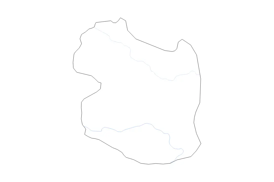 Outline map of Gümüşhane, Turkey with subdivision borders and rivers.