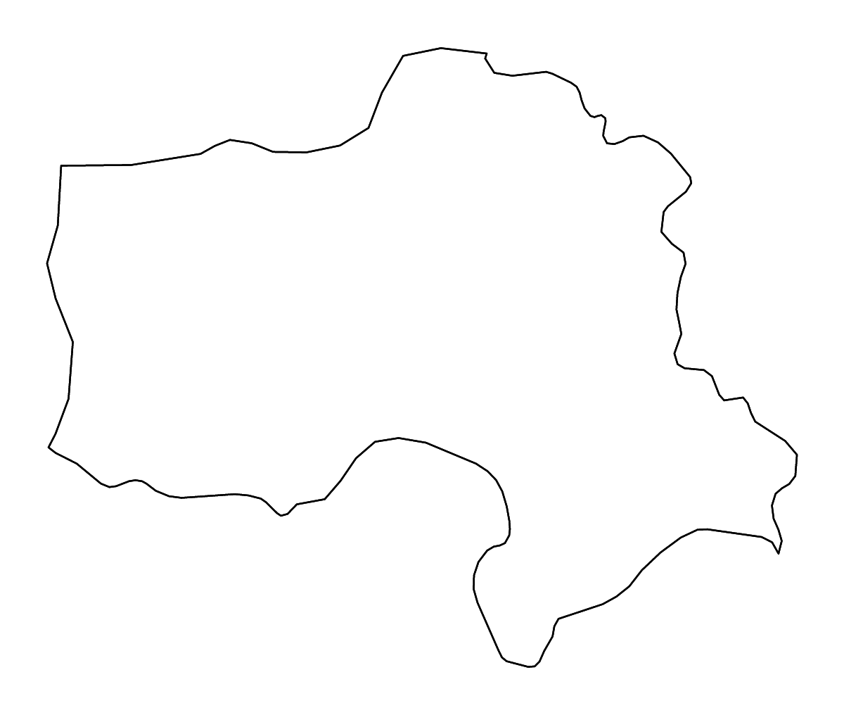 Outline map of Hakkâri, Turkey with rivers.