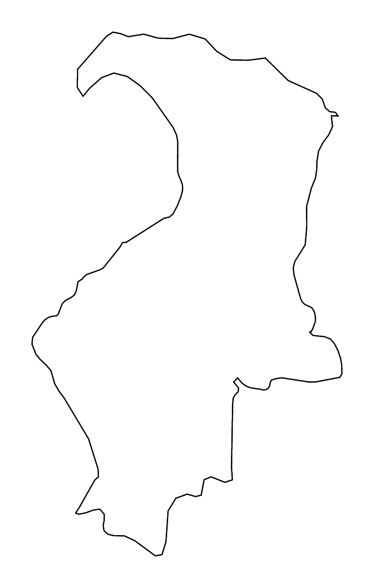 Outline map of Hatay, Turkey with rivers.