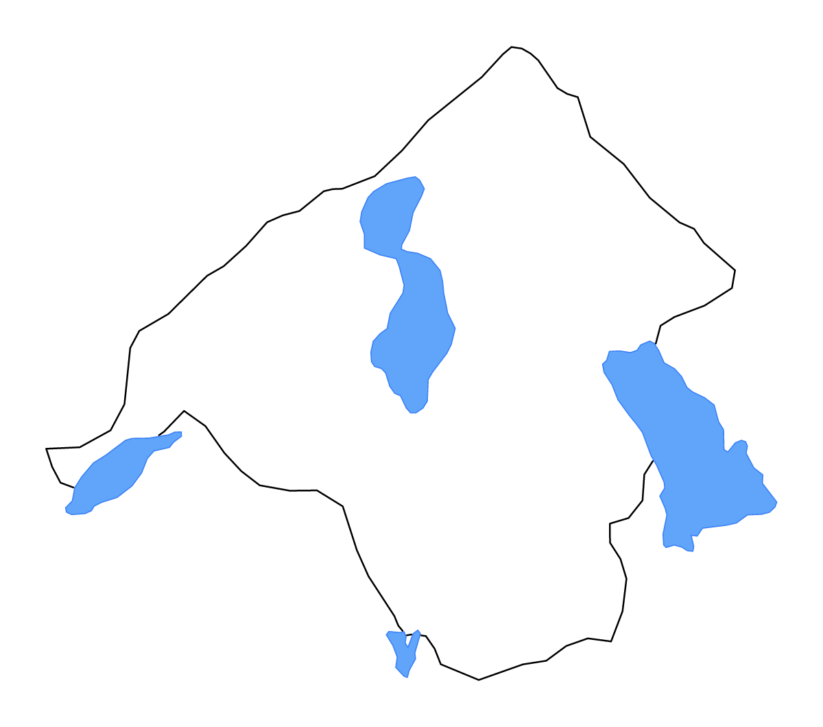 Outline map of Isparta, Turkey with lakes and rivers.