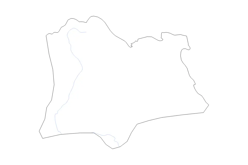 Outline map of Kırklareli, Turkey with subdivision borders and rivers.