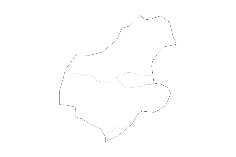 Outline map of Karabük, Turkey with subdivision borders and rivers.