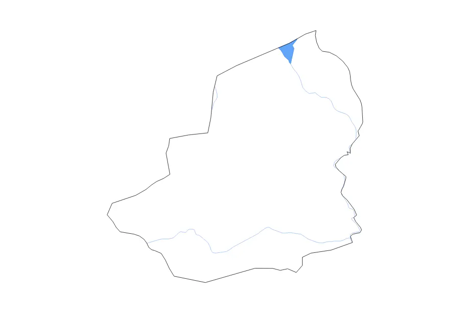 Outline map of Kars, Turkey with subdivision borders and major lakes and rivers.
