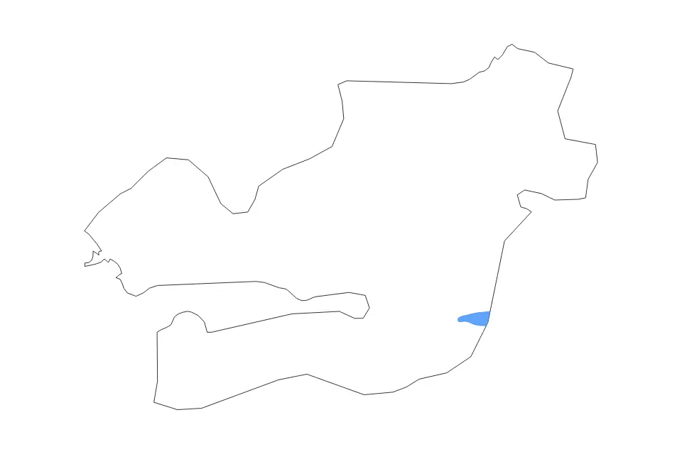 Outline map of Kocaeli, Turkey with subdivision borders and major lakes.