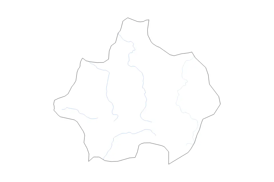 Carte de Kütahya, Turkey de type contour et rivières pour Asie, montrant contour et rivières avec des limites nettes.
