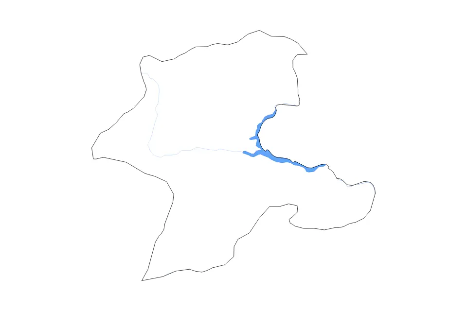 Outline map of Malatya, Turkey with subdivision borders and major lakes and rivers.