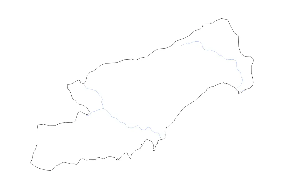 Mapa de Mersin, Turkey de tipo contorno y ríos para Asia, con contorno y ríos con límites limpios.