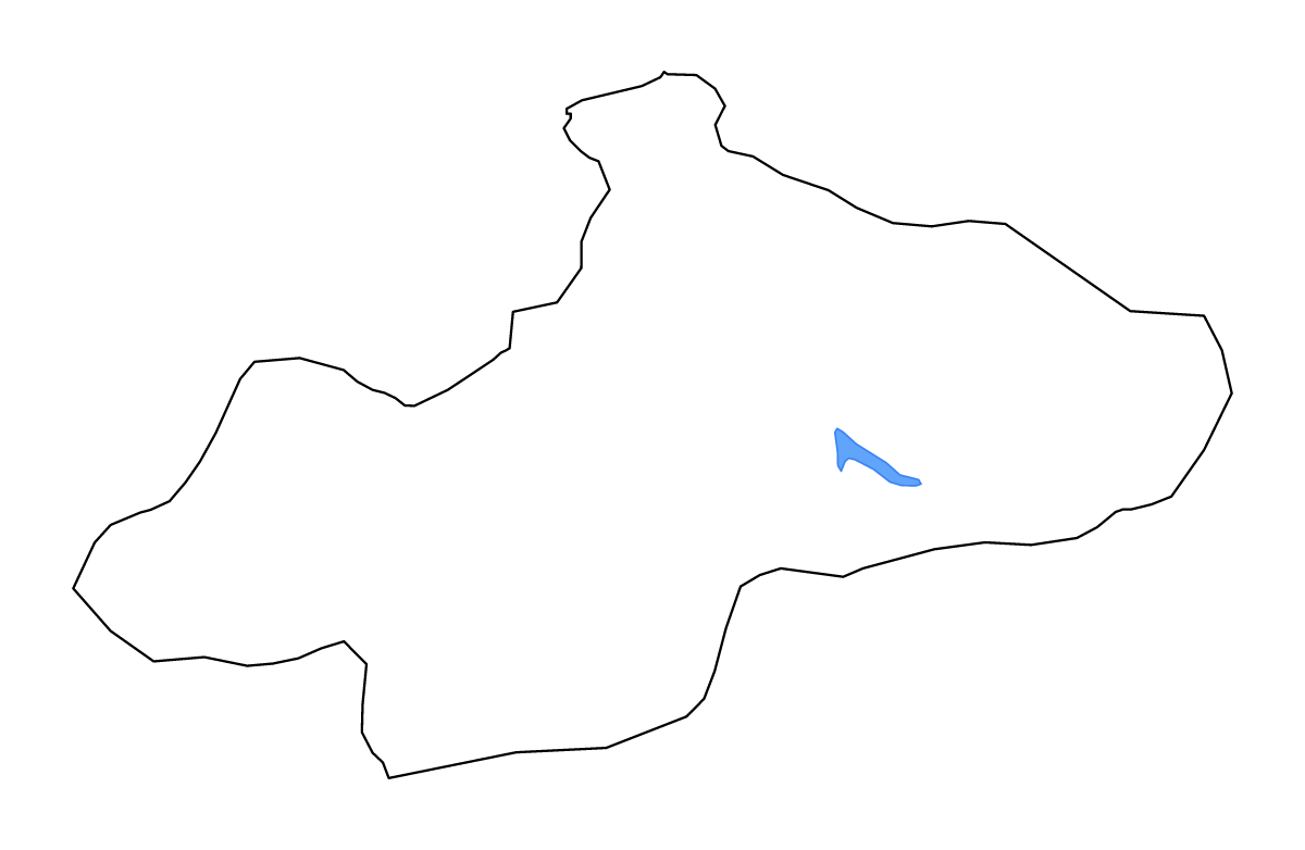Mapa de contorno de Tokat, Turkey con lagos y ríos.