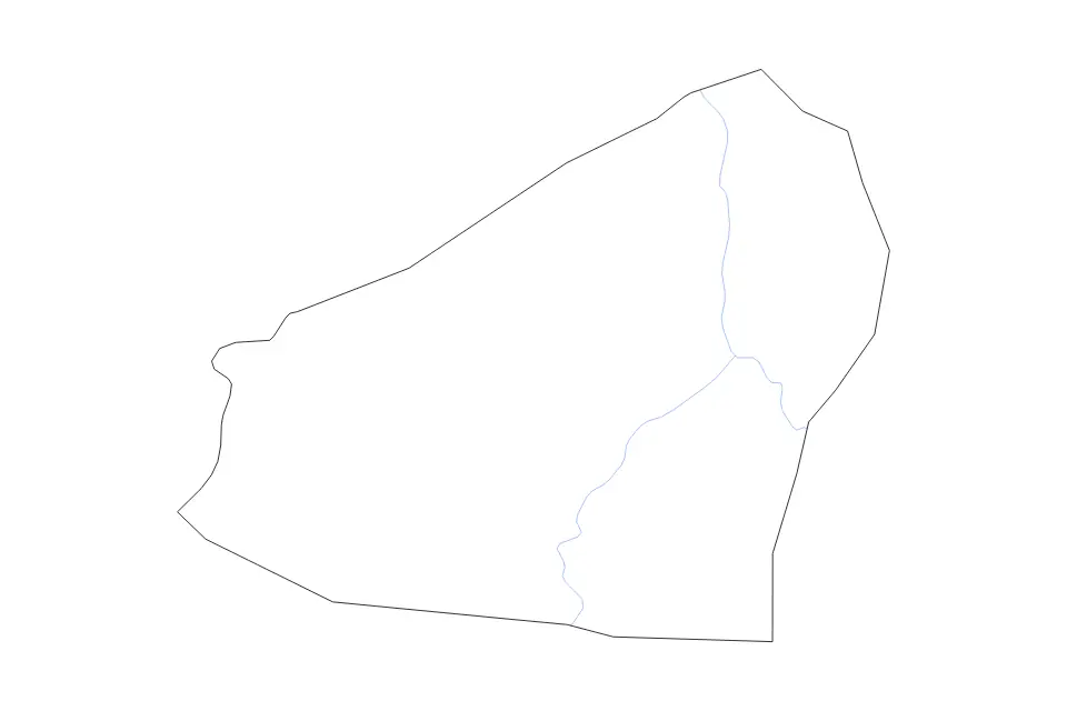 Outline map of Zonguldak, Turkey with subdivision borders and rivers.