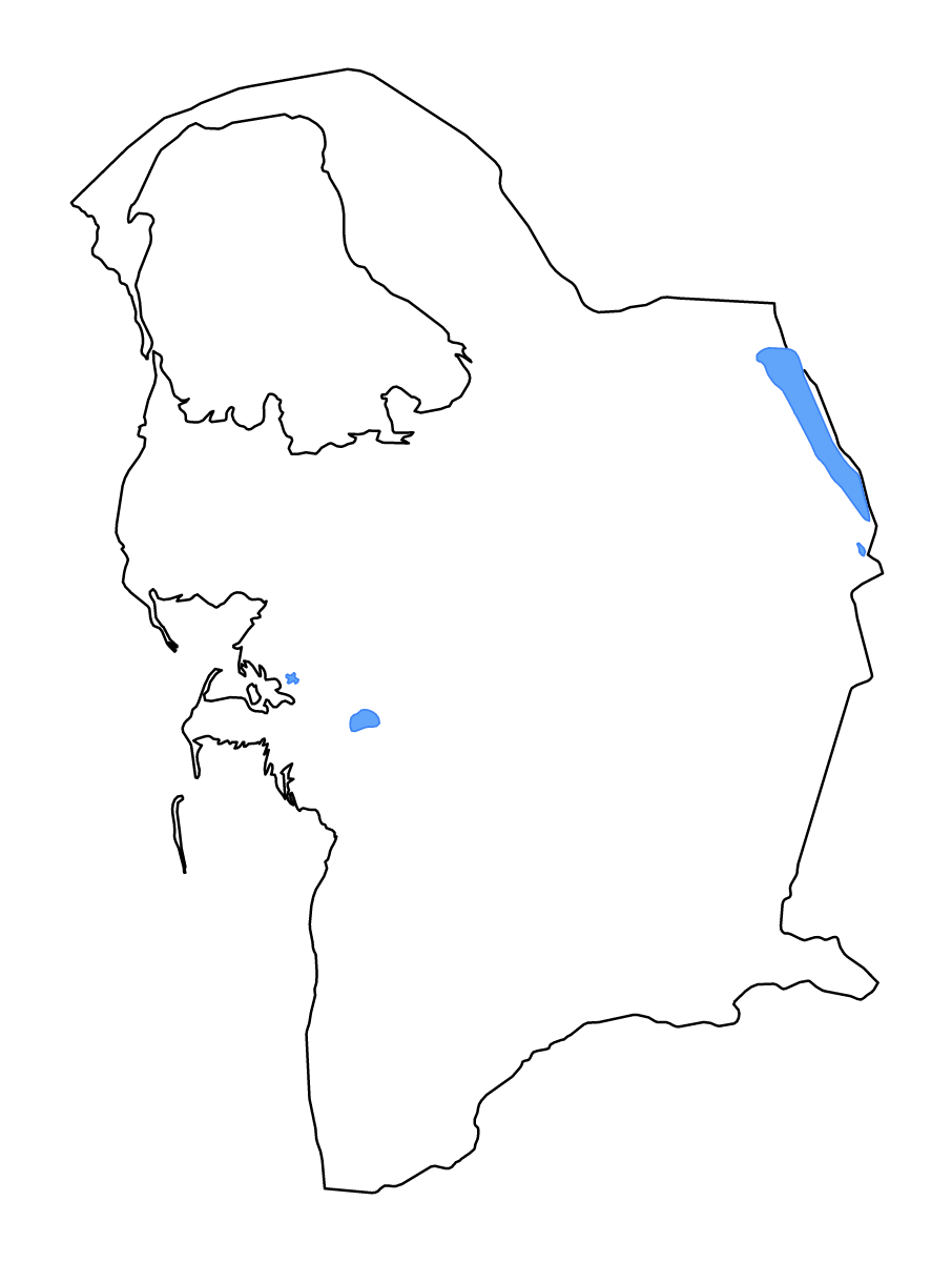 Mapa de contorno de Balkan, Turkmenistan con lagos y ríos.