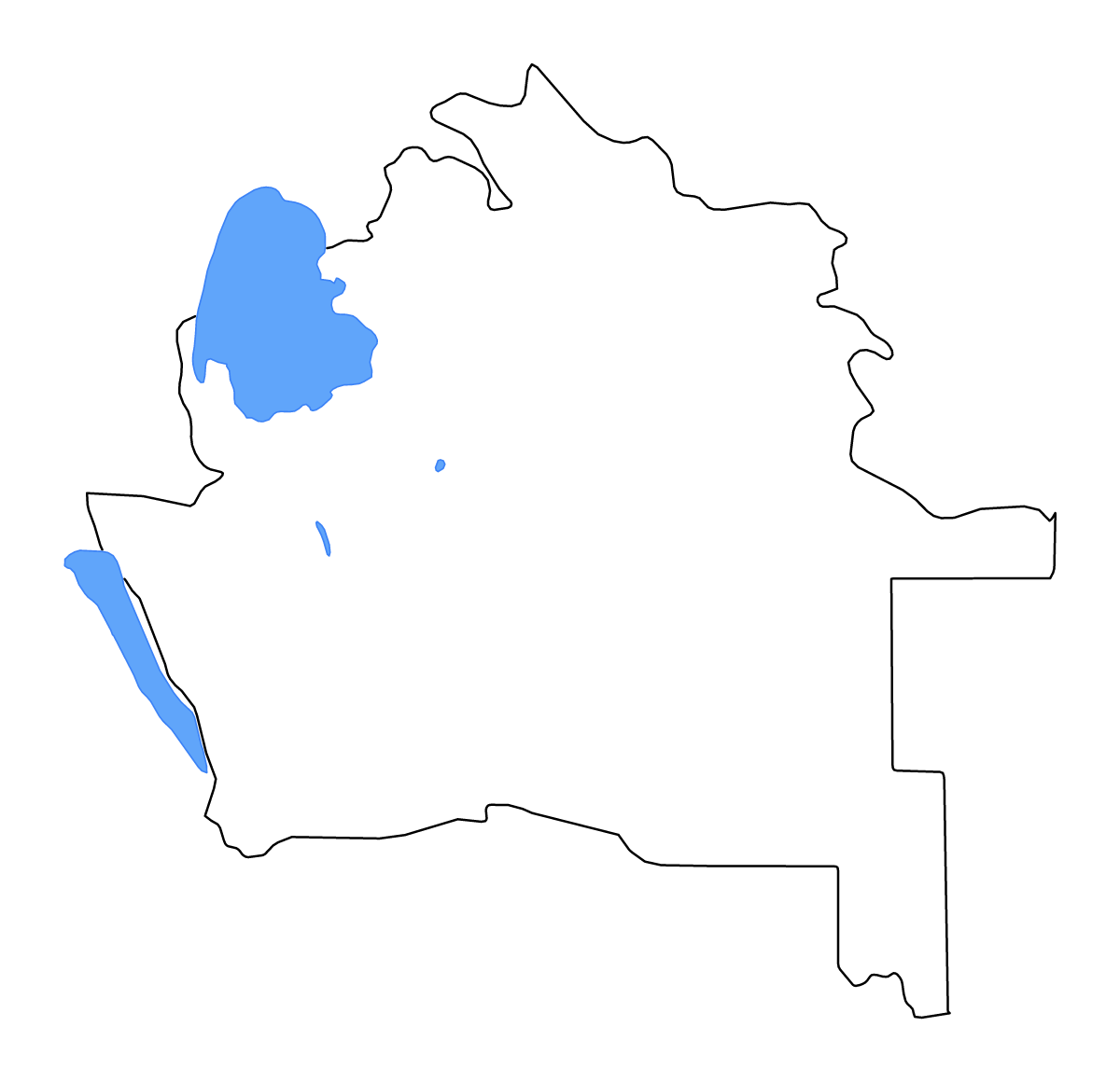 Mapa de contorno de Daşoguz, Turkmenistan con lagos y ríos.