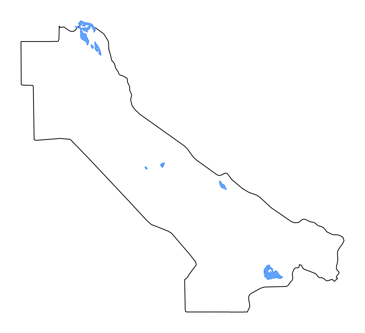Carte de contour de Lebap, Turkmenistan avec lacs et rivières.