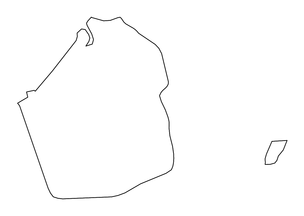Outline map of Emirate of Dubai, United Arab Emirates with rivers.