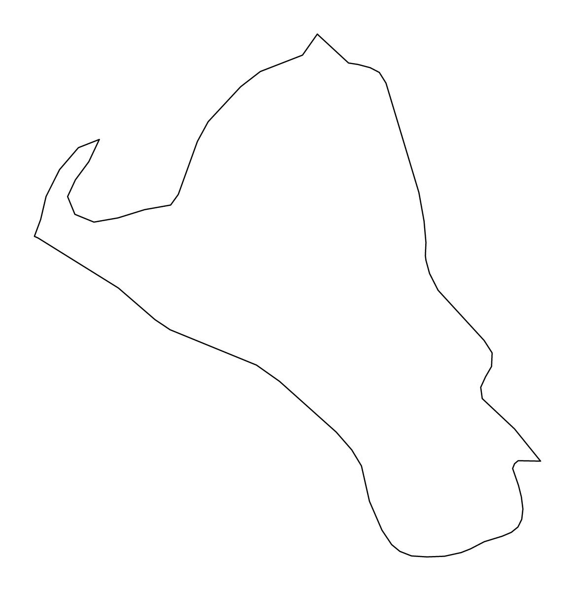 Outline map of Emirate of Umm Al Quwain, United Arab Emirates.