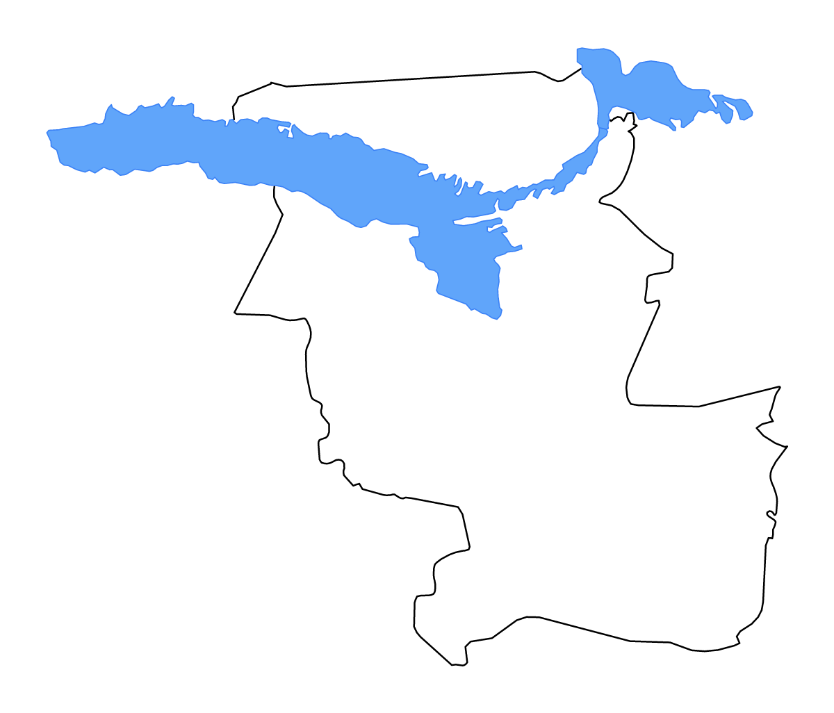 Carte de contour de Jizzakh, Uzbekistan avec lacs et rivières.