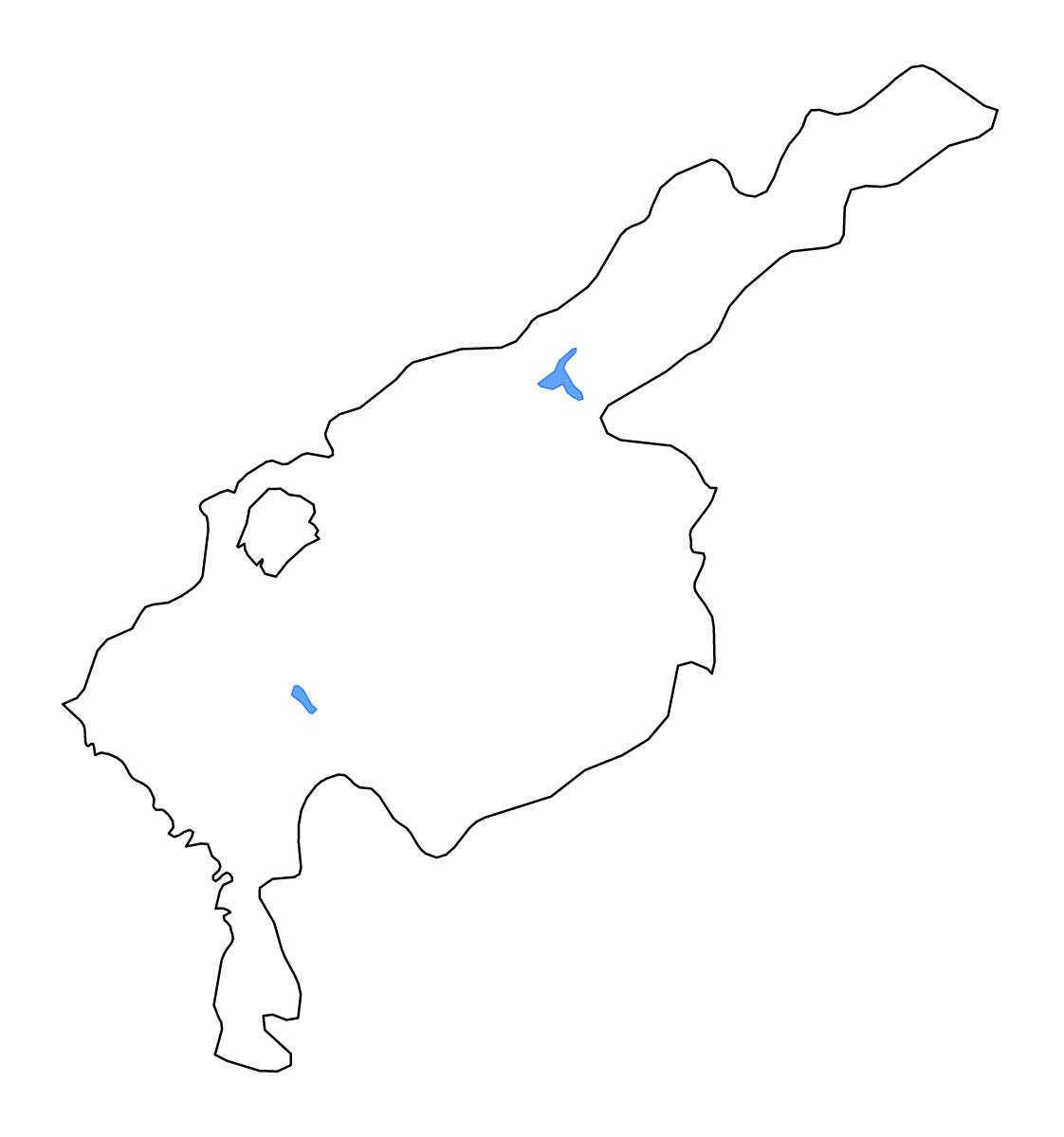 Carte de contour de Tashkent (région 372), Uzbekistan avec lacs et rivières.
