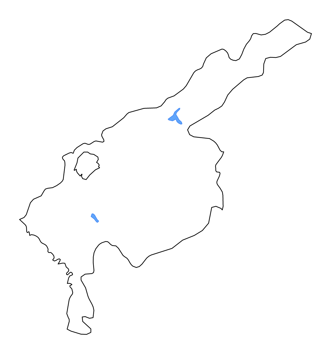 Mapa de contorno de Tashkent (región 372), Uzbekistan con lagos y ríos.