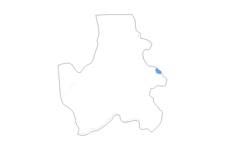 Outline map of Đắk Nông, Vietnam with subdivision borders and major lakes and rivers.