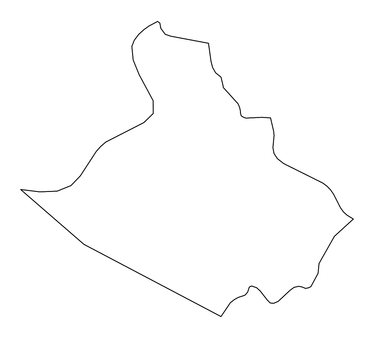 Mapa de contorno de An Giang, Vietnam con ríos.