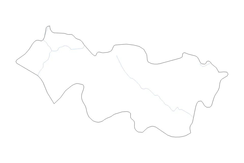 Outline map of Cao Bằng, Vietnam with subdivision borders and rivers.