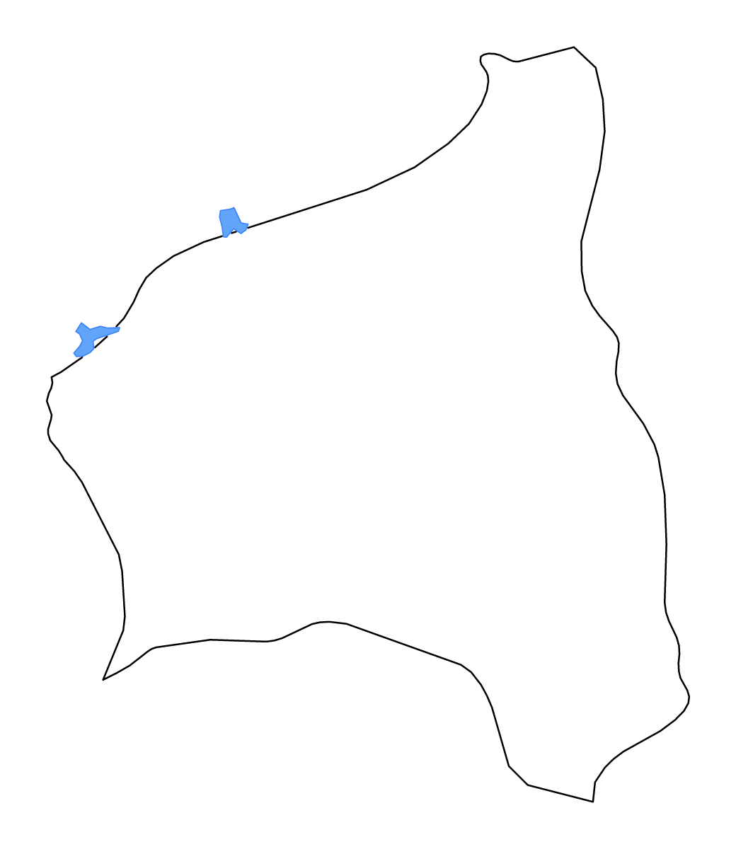 Outline map of Gia Lai, Vietnam with lakes and rivers.
