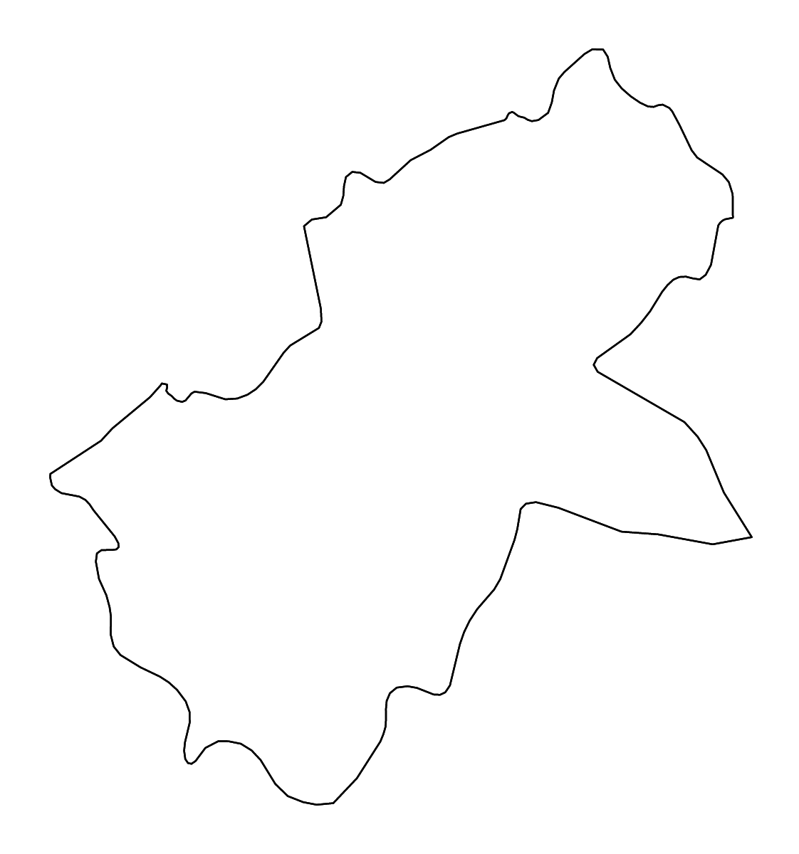 Mapa de contorno de Hà Giang, Vietnam con ríos.