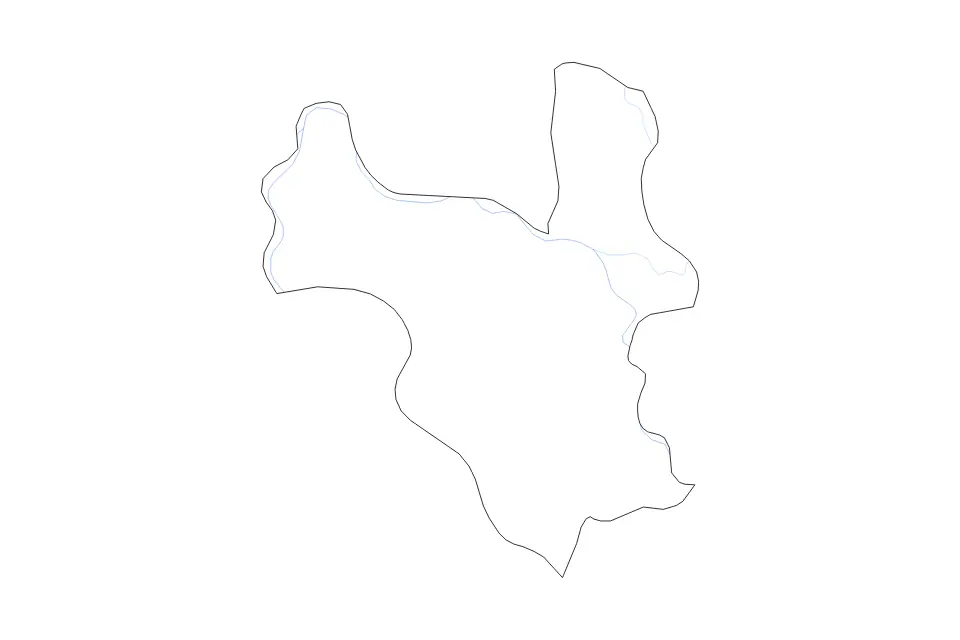Outline map of Hanoi, Vietnam with subdivision borders and rivers.