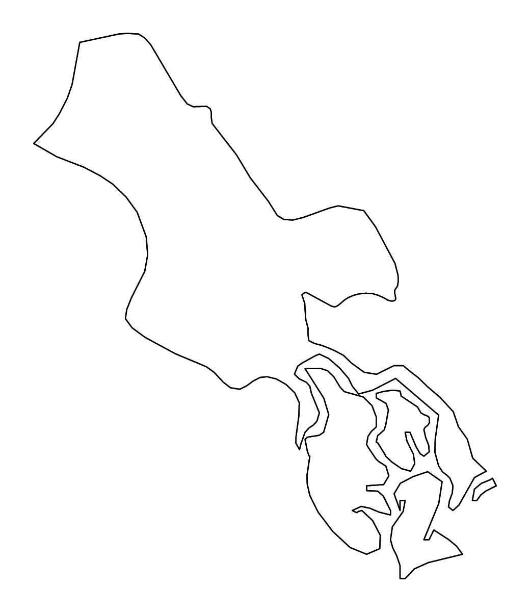 Outline map of Ho Chi Minh, Vietnam with rivers.