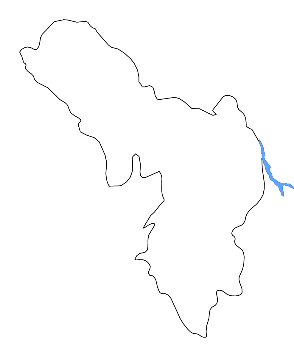 Mapa de contorno de Điện Biên, Vietnam con lagos y ríos.