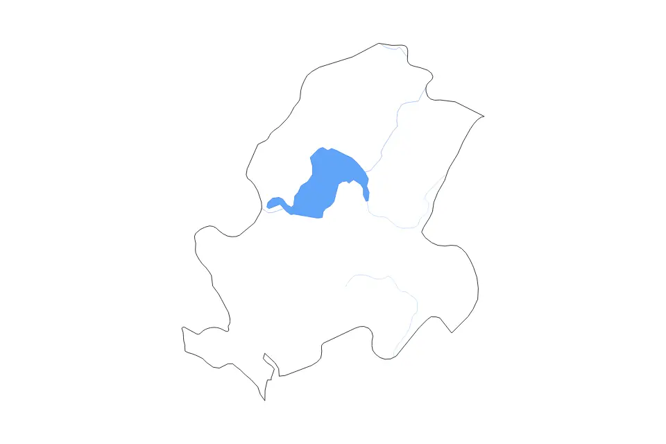 Outline map of Đông Nam Bộ, Vietnam with subdivision borders and major lakes and rivers.