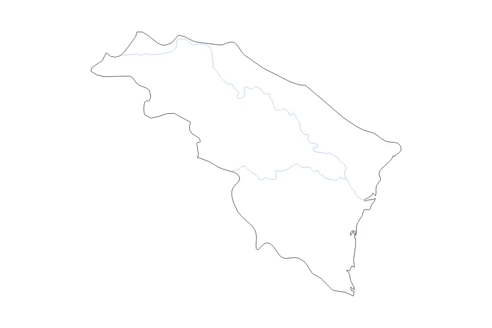 Outline map of Thanh Hóa, Vietnam with subdivision borders and rivers.