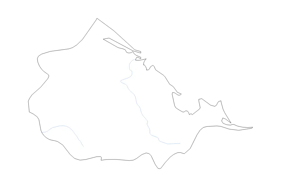Outline map of Thừa Thiên Huế, Vietnam with subdivision borders and rivers.