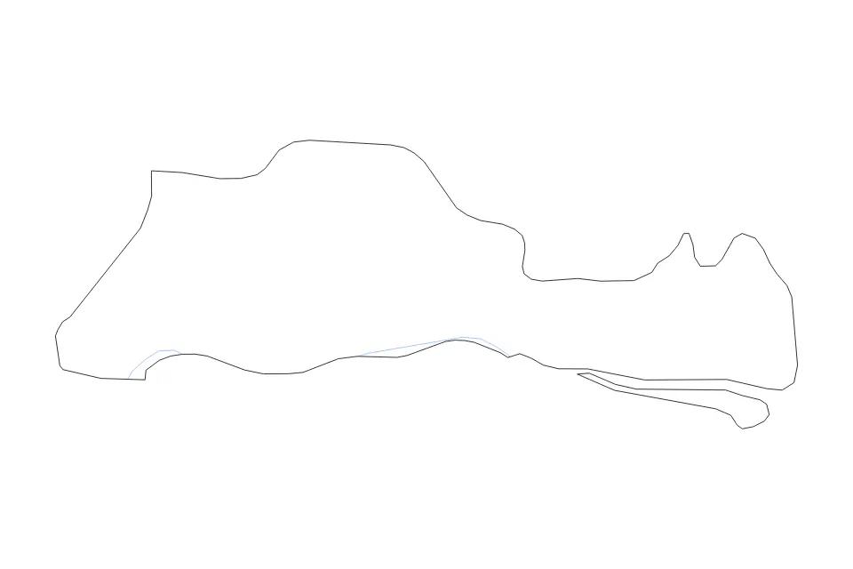 Outline map of Tiền Giang, Vietnam with subdivision borders and rivers.