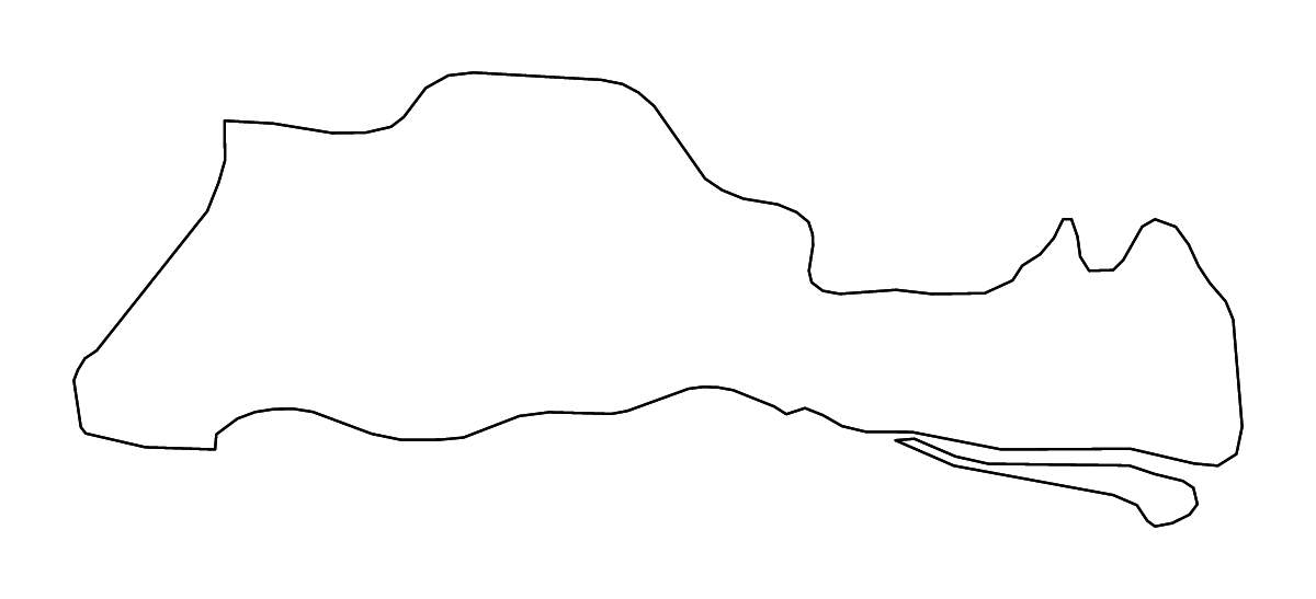 Mapa de contorno de Tiền Giang, Vietnam con ríos.