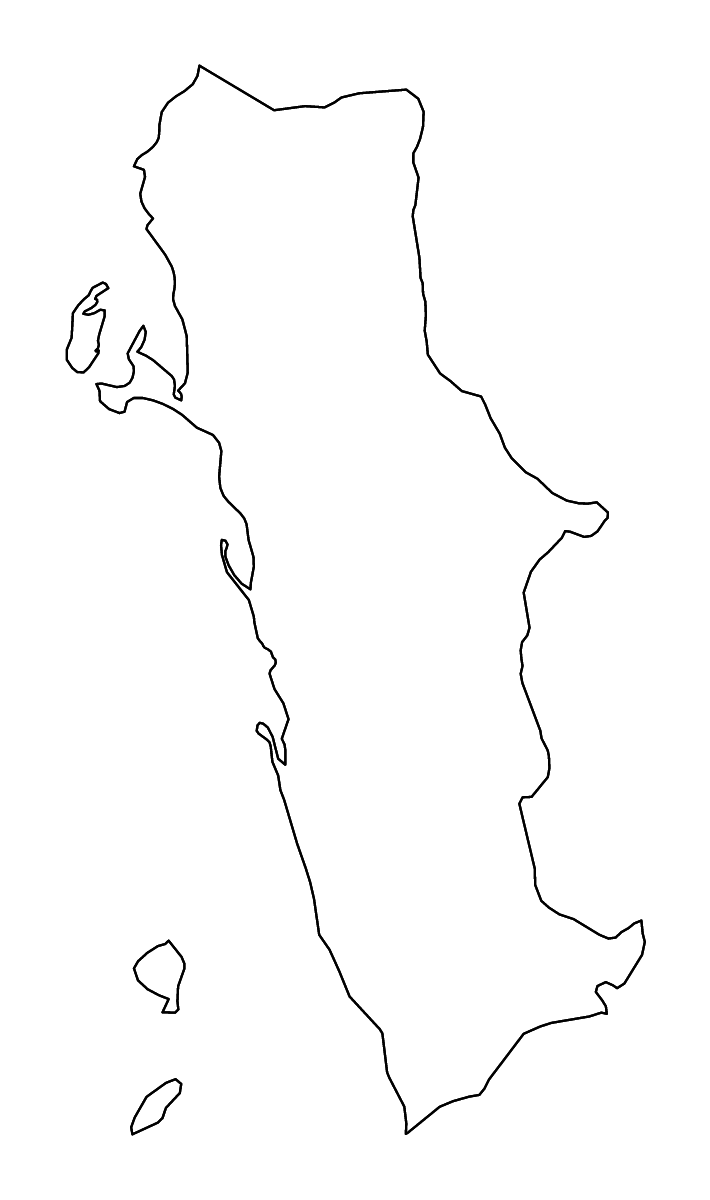 Mapa de contorno de Al Hudaydah, Yemen con ríos.