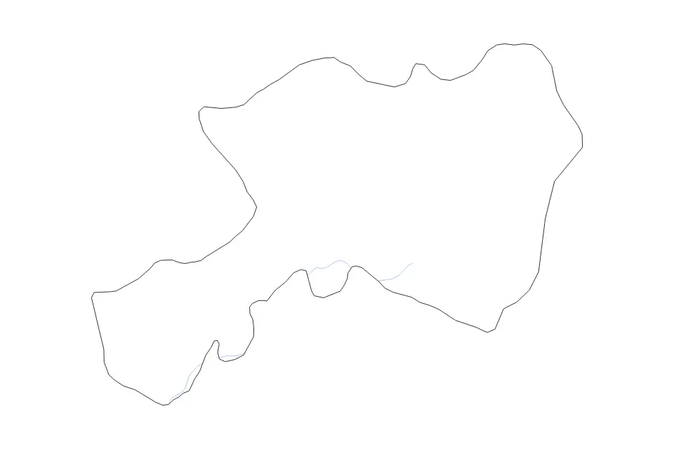 Outline map of Dhamar Governorate, Yemen with subdivision borders and rivers.