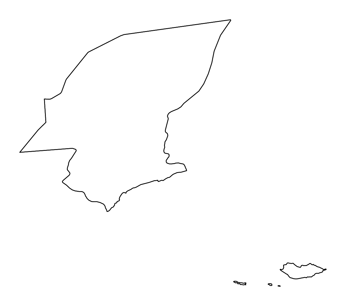 Outline map of Hadhramaut Governorate, Yemen with rivers.