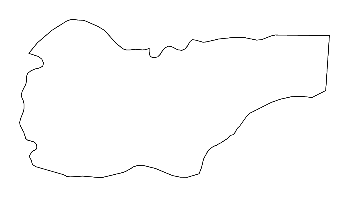 Outline map of Sa'dah Governorate, Yemen with rivers.