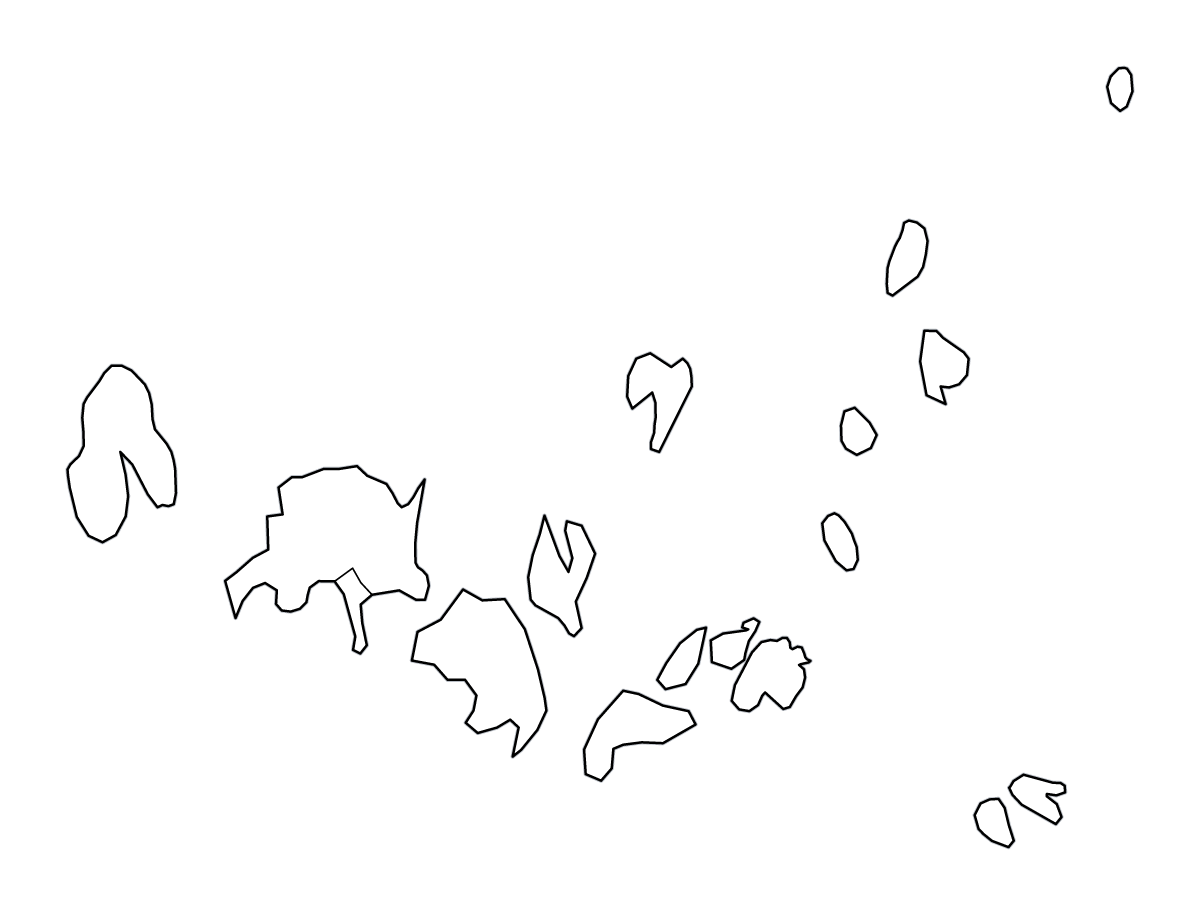 Mapa de contorno de Åland Islands con límites administrativos internos.