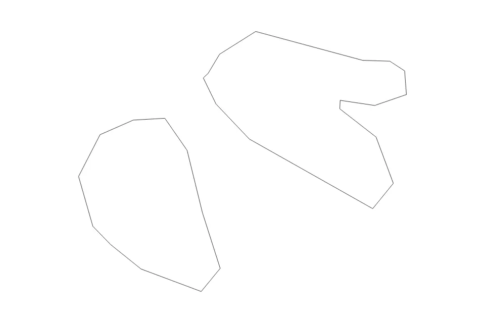Outline map of Kökar Administrative Area, Aland Islands with subdivision borders.