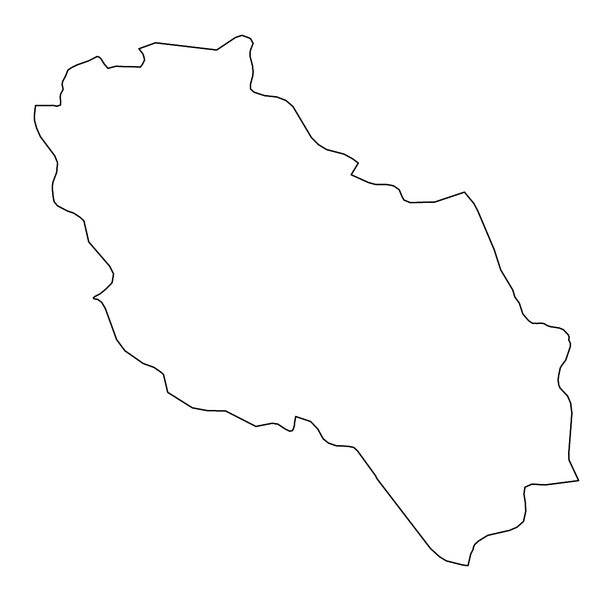 Outline map of Berat County, Albania with rivers.